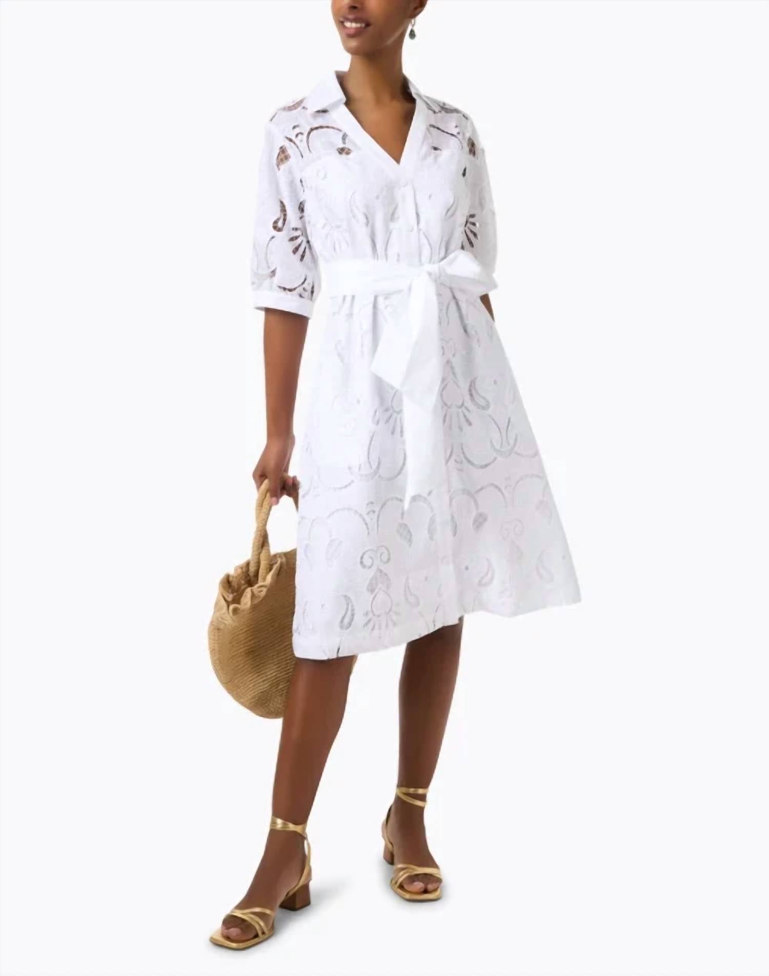 Белое платье Лука с вышивкой на локтевом рукаве Hinson Wu
Белое платье Лука с вышивкой на локтевом рукаве Hinson Wu