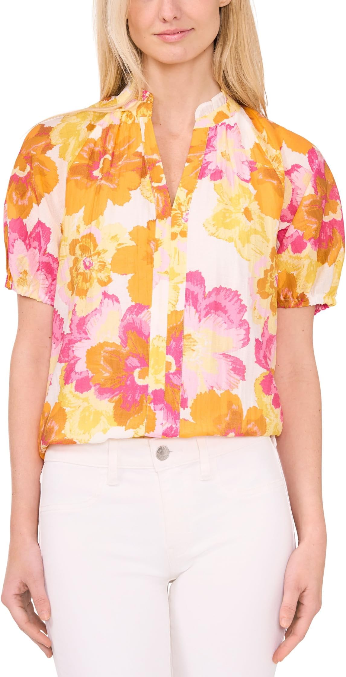Блуза CeCe Printed Ruffle Neck Raglan Seam Split Neck Blouse, цвет Radiant Yellow
Блуза CeCe Printed Ruffle Neck Raglan Seam Split Neck Blouse, цвет Radiant Yellow