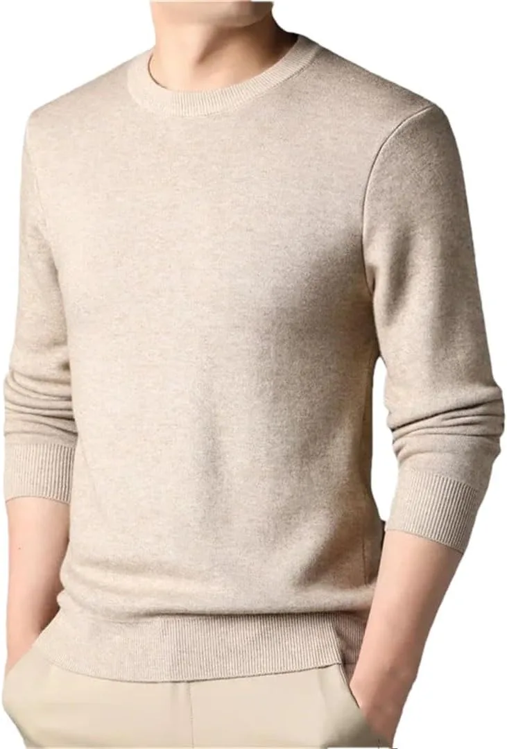 Мужской свитер с круглым вырезом однотонный вязаный
Мужской свитер с круглым вырезом однотонный вязаный