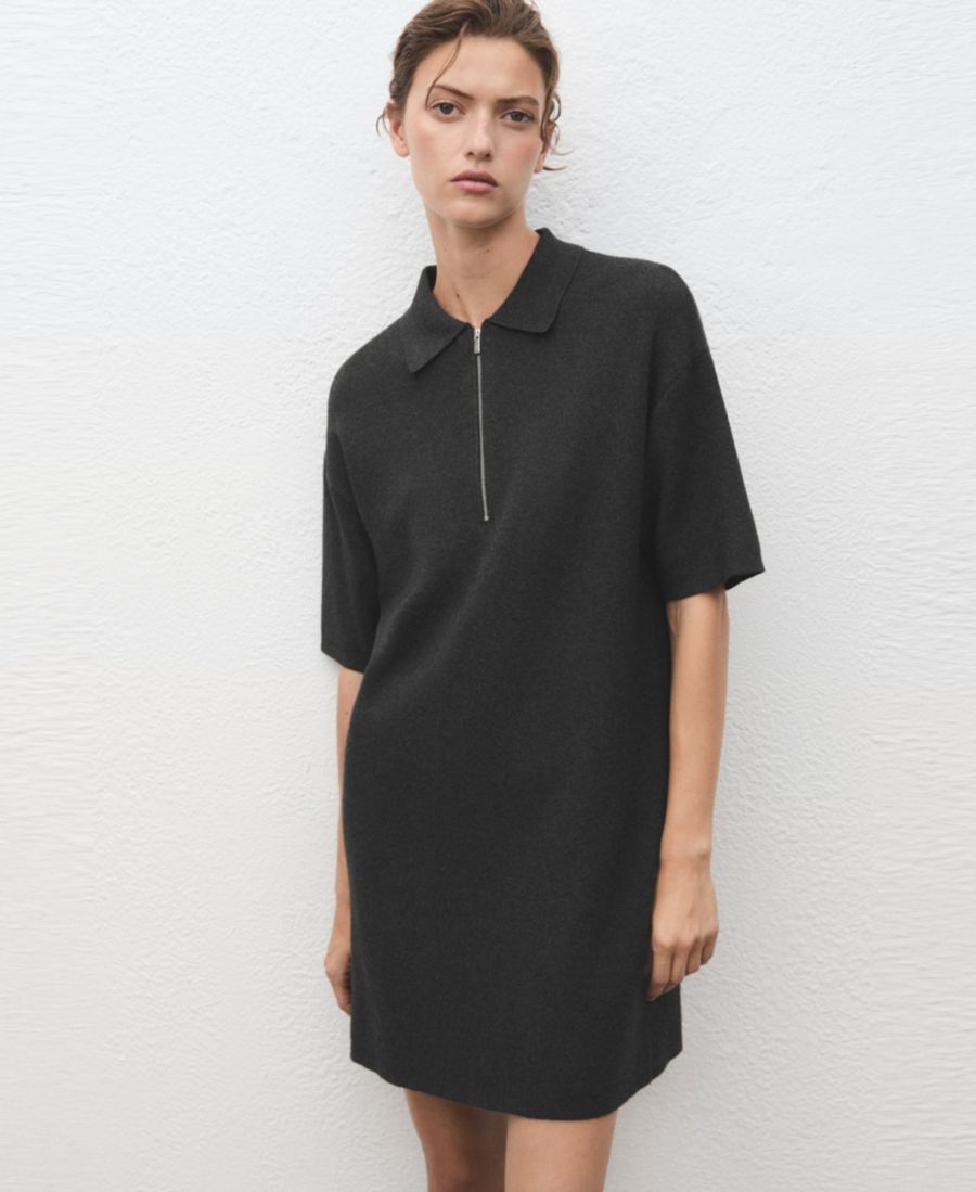 Женское вязаное платье с воротником-поло MANGO, Dark Heather Gray
Женское вязаное платье с воротником-поло MANGO, Dark Heather Gray