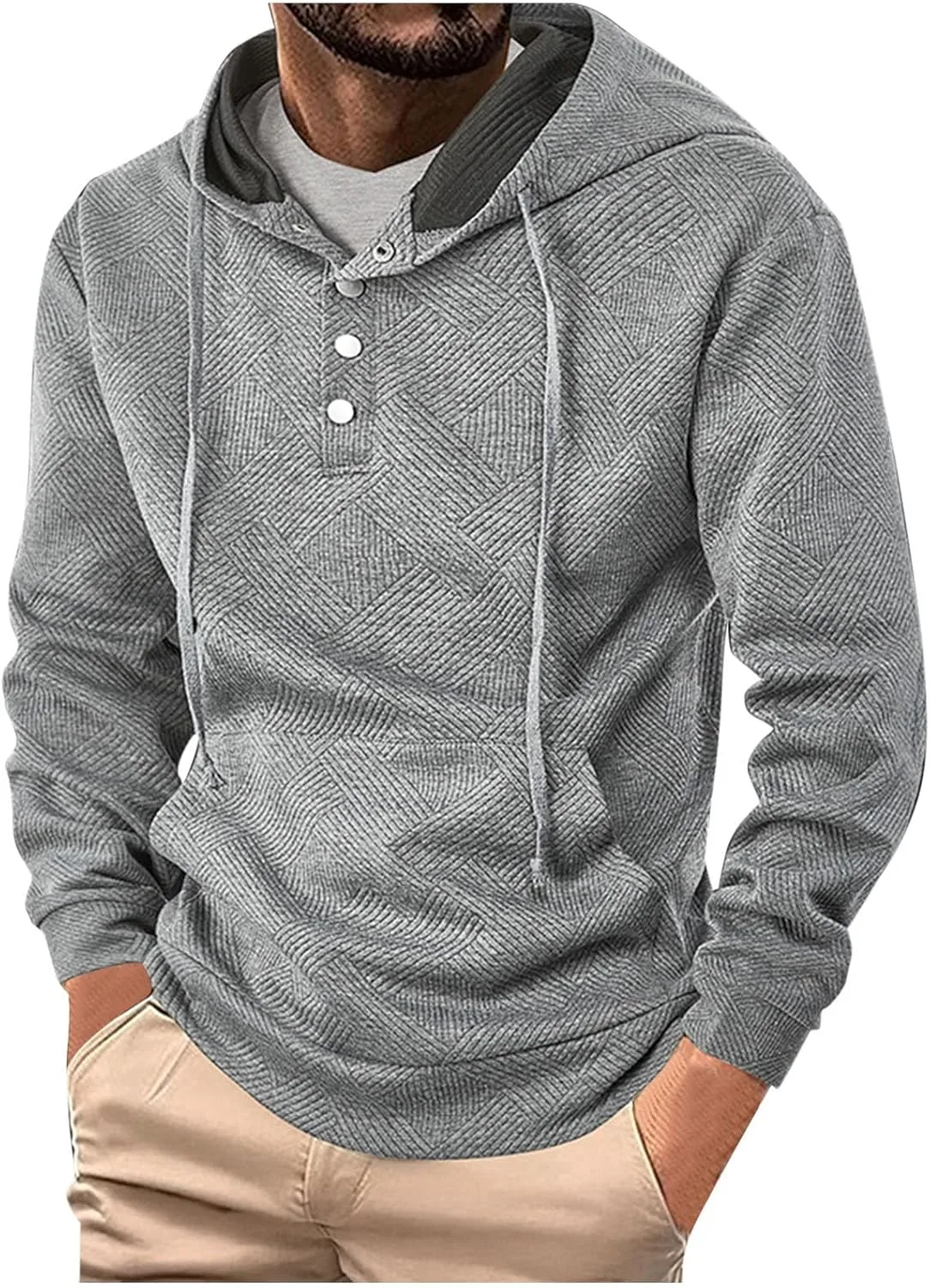 Простой худи для мужчин с капюшоном на шнурке и пуговицами OTSANT
Простой худи для мужчин с капюшоном на шнурке и пуговицами OTSANT