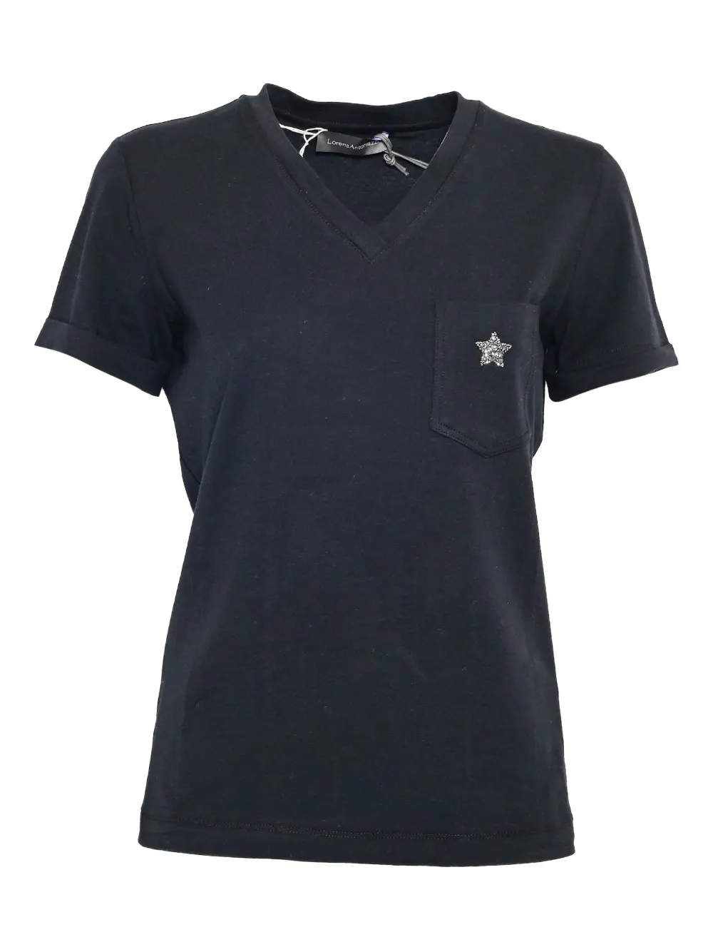 Декорированная футболка Libra с V-образным вырезом Lorena Antoniazzi, черный
Декорированная футболка Libra с V-образным вырезом Lorena Antoniazzi, черный