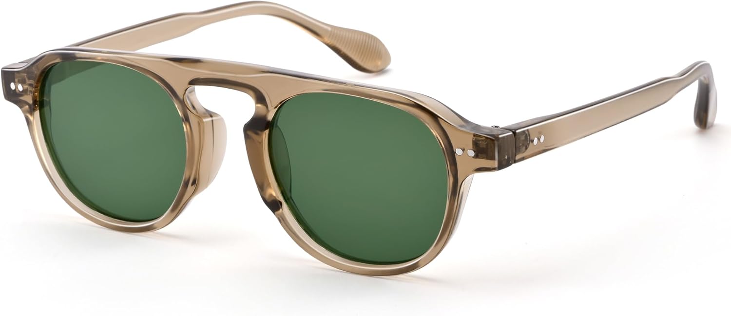 Солнцезащитные очки AZorb Retro Small Round для женщин и мужчин, винтажные классические солнцезащитные очки с плоской верхней частью и круглой формой, защита от УФ-излучения UV400, Transparent Brown/Green
Солнцезащитные очки AZorb Retro Small Round для женщин и мужчин, винтажные классические солнцезащитные очки с плоской верхней частью и круглой формой, защита от УФ-излучения UV400, Transparent Brown/Green