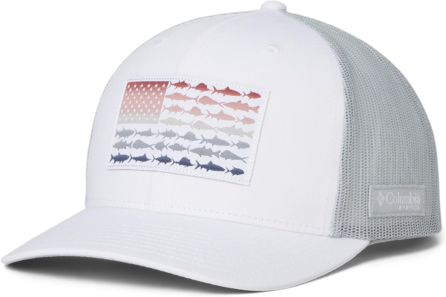 Columbia PFG Fish Flag Mesh Snap Back, White/Cool Grey/Fish Flag
Columbia PFG Fish Flag Mesh Snap Back, White/Cool Grey/Fish Flag