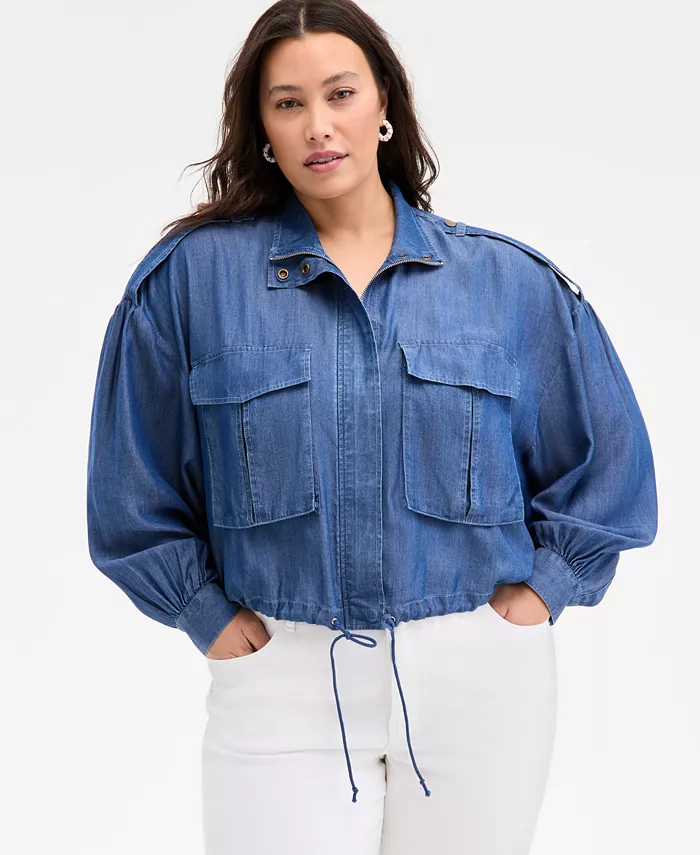 Модная укороченная куртка из шамбре больших размеров On 34th, синий
Модная укороченная куртка из шамбре больших размеров On 34th, синий