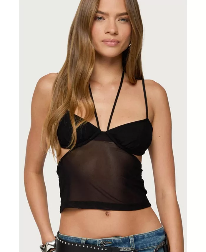 Женский прозрачный сетчатый топ с чашечками на бретельках Edikted, черный
Женский прозрачный сетчатый топ с чашечками на бретельках Edikted, черный