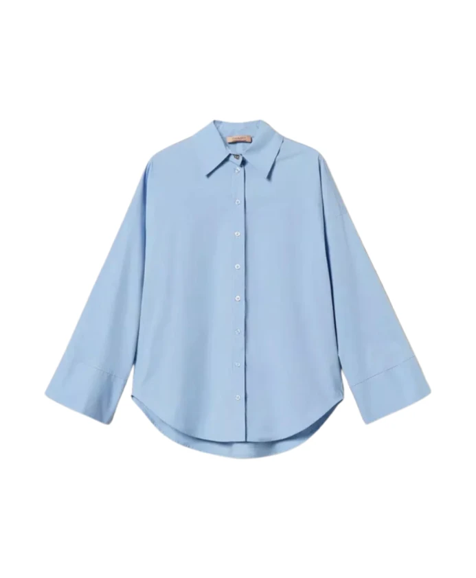 Широкая поплиновая рубашка Twinset, синий
Широкая поплиновая рубашка Twinset, синий