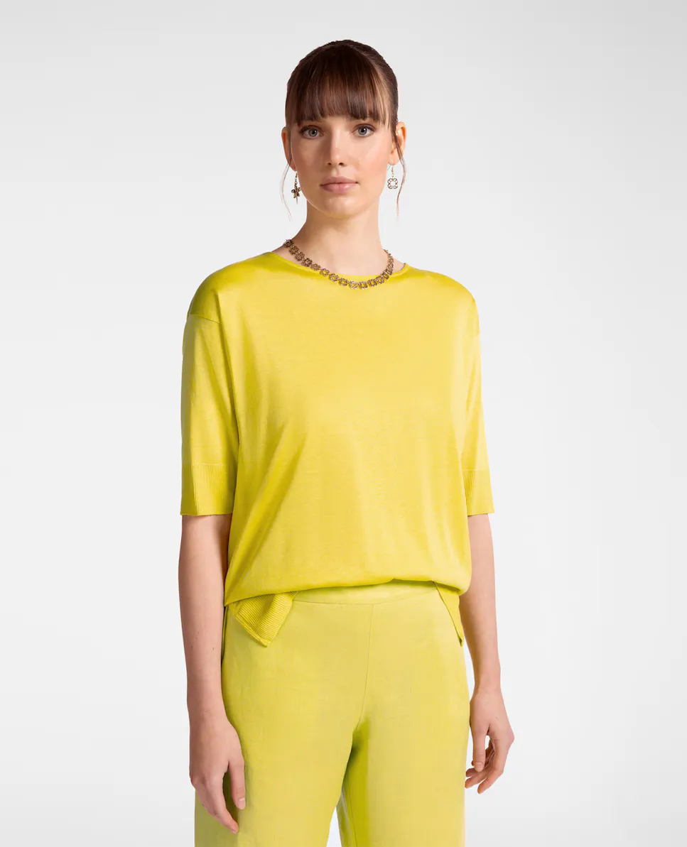 Женская трикотажная футболка с рукавом до локтя Elena Miró, желтый
Женская трикотажная футболка с рукавом до локтя Elena Miró, желтый