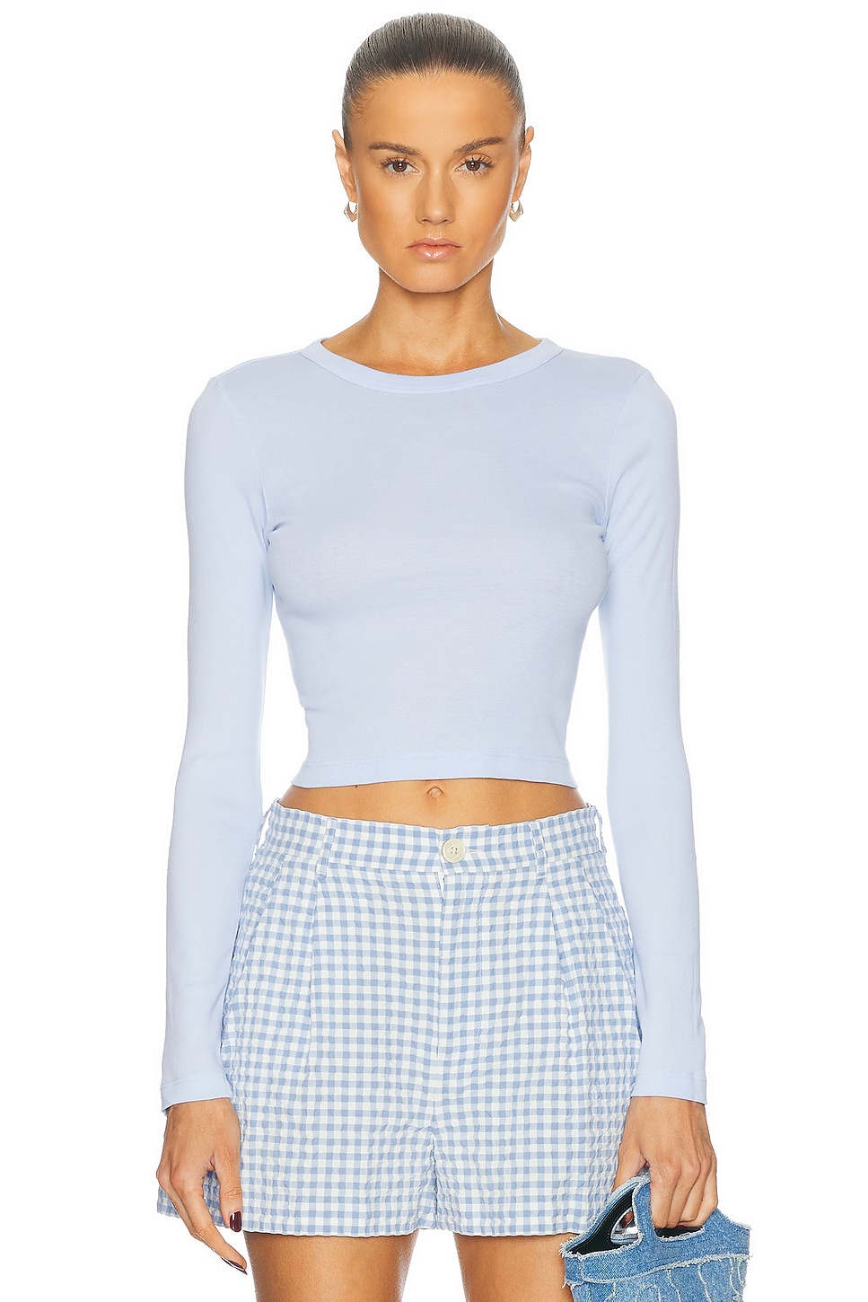 Детский облегающий укороченный топ с длинным рукавом из хлопка Supima Enza Costa, Light Blue
Детский облегающий укороченный топ с длинным рукавом из хлопка Supima Enza Costa, Light Blue