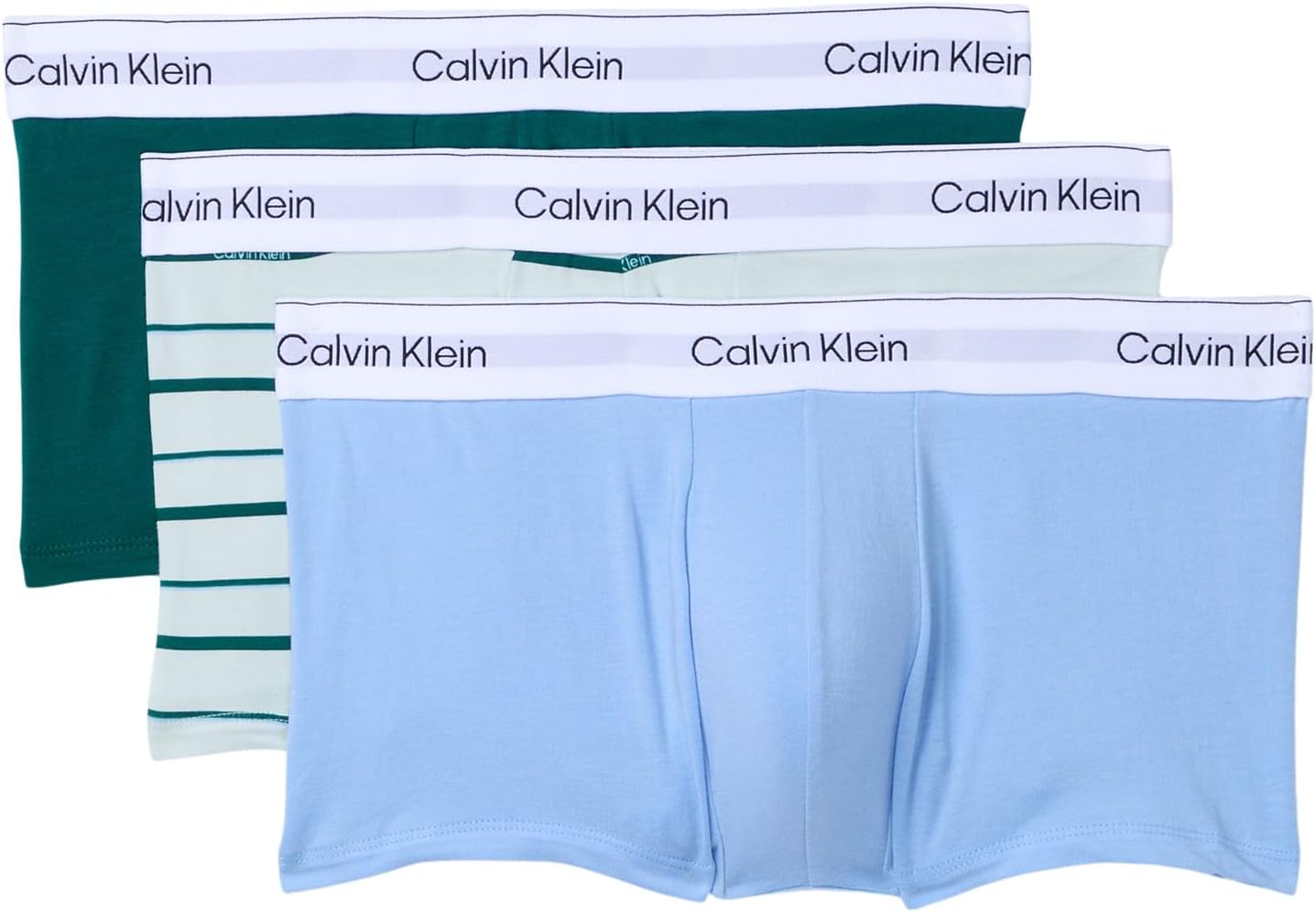 Комплект из 3-х мужских трусов-боксеров Calvin Klein Icon Cotton Stretch с низкой посадкой, Turf/Logo Split Stripe/Srout Green/Frozen Fjord
Комплект из 3-х мужских трусов-боксеров Calvin Klein Icon Cotton Stretch с низкой посадкой, Turf/Logo Split Stripe/Srout Green/Frozen Fjord