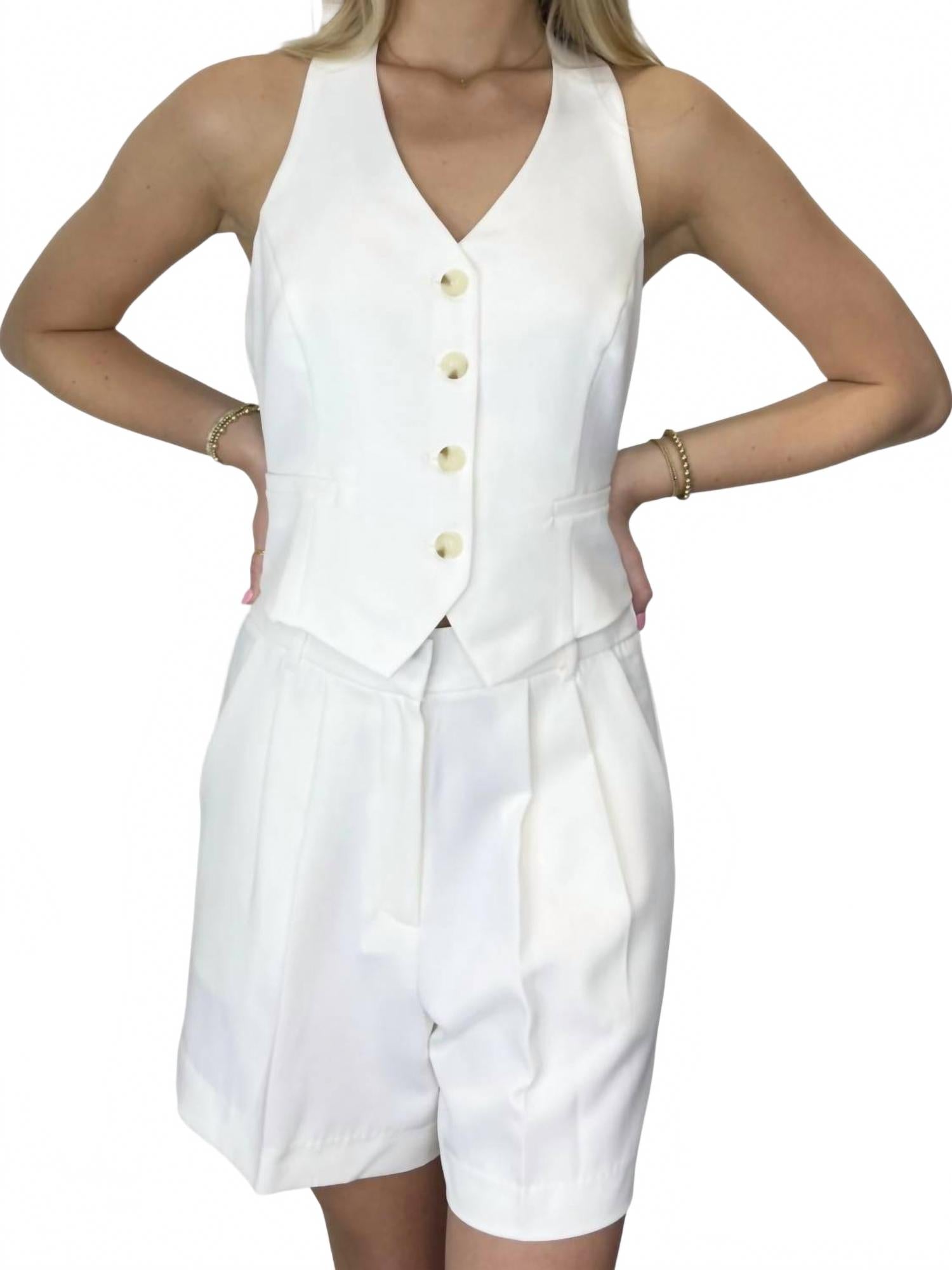 The Workshop Комплект из коротких шорт и топа на бретелях, кремовый цвет, в стиле "Деловой повседневный"
The Workshop Комплект из коротких шорт и топа на бретелях, кремовый цвет, в стиле "Деловой повседневный"