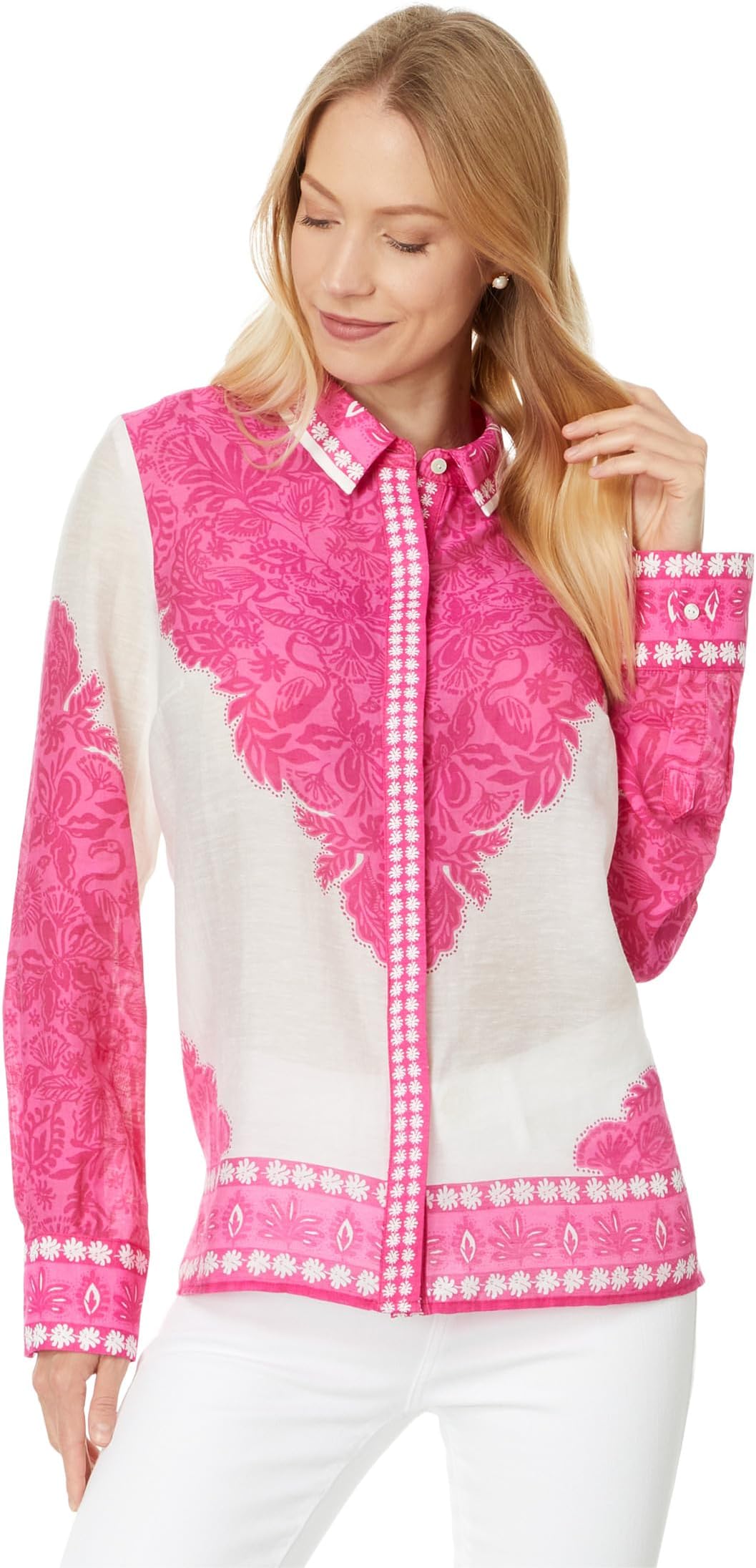 Топ Lilly Pulitzer Kiran Button-Down Top, цвет Passion Fruit Pink Jungle Escape Engineered Woven Top
Топ Lilly Pulitzer Kiran Button-Down Top, цвет Passion Fruit Pink Jungle Escape Engineered Woven Top