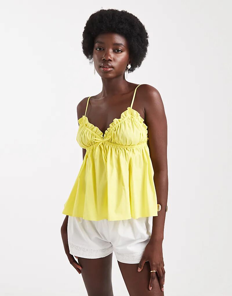 Топ Miss Selfridge из поплина на бретельках желтого цвета
Топ Miss Selfridge из поплина на бретельках желтого цвета