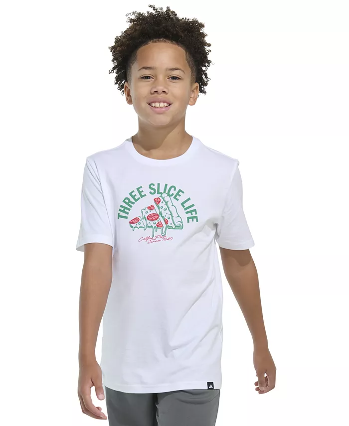 Футболка хлопковая с коротким рукавом и принтом Three Slice Life для мальчиков-подростков adidas, белый
Футболка хлопковая с коротким рукавом и принтом Three Slice Life для мальчиков-подростков adidas, белый