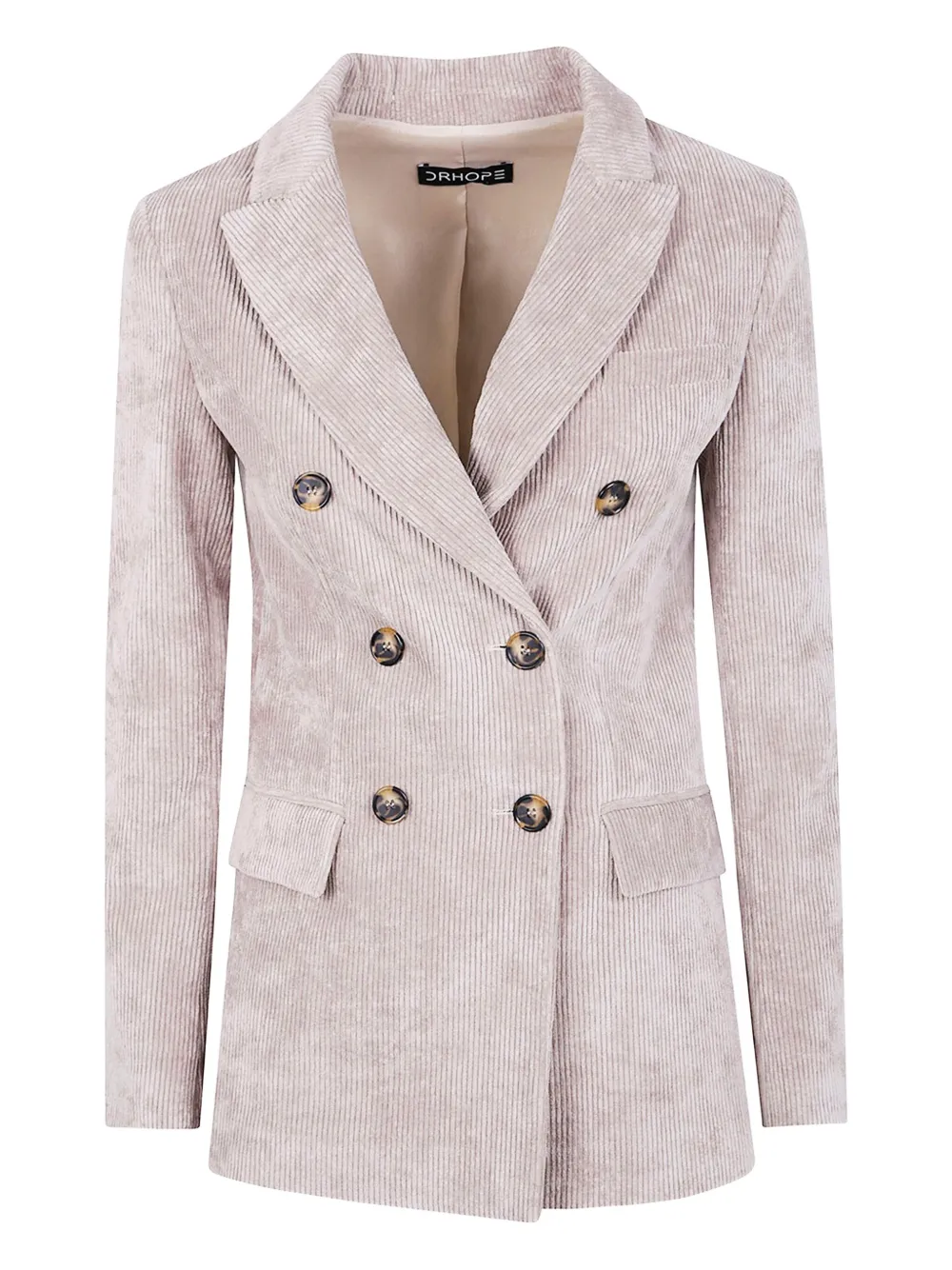 Вельветовый двубортный пиджак DRHOPE, нейтральный
Вельветовый двубортный пиджак DRHOPE, нейтральный