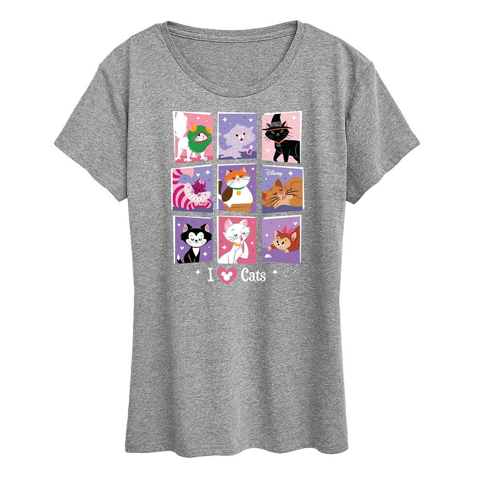 Женская футболка с рисунком Disney Cats, цвет Heather Gray 
Женская футболка с рисунком Disney Cats, цвет Heather Gray