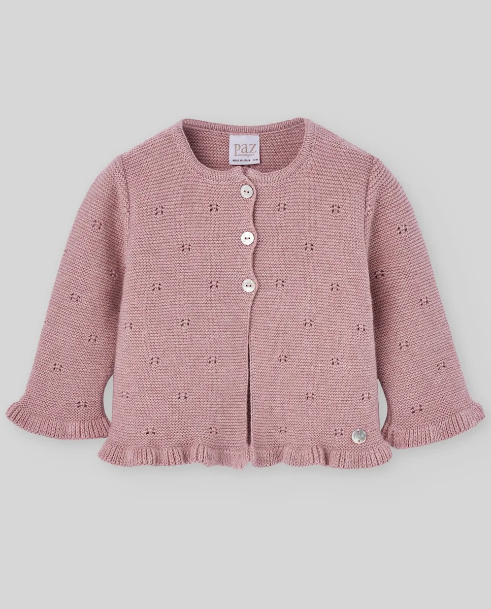 Детская вязаная куртка из хлопка и кашемира коллекции Quinta Paz Rodríguez, пастельно-розовый 
Детская вязаная куртка из хлопка и кашемира коллекции Quinta Paz Rodríguez, пастельно-розовый