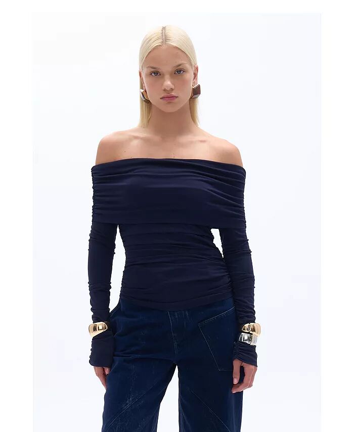 Женская блузка с открытыми плечами и оборками NOCTURNE, синий
Женская блузка с открытыми плечами и оборками NOCTURNE, синий