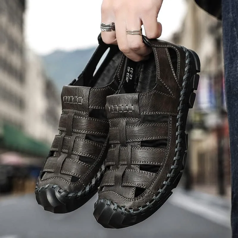 Мужские сандалии Crepuscute из кожи ручной работы, сшитые, с регулировкой, закрытый носок, дышащие, нескользящие, с вырезами, повседневные модные сандалии для улицы и пляжа, для ходьбы и вождения, серый
Мужские сандалии Crepuscute из кожи ручной работы, сшитые, с регулировкой, закрытый носок, дышащие, нескользящие, с вырезами, повседневные модные сандалии для улицы и пляжа, для ходьбы и вождения, серый