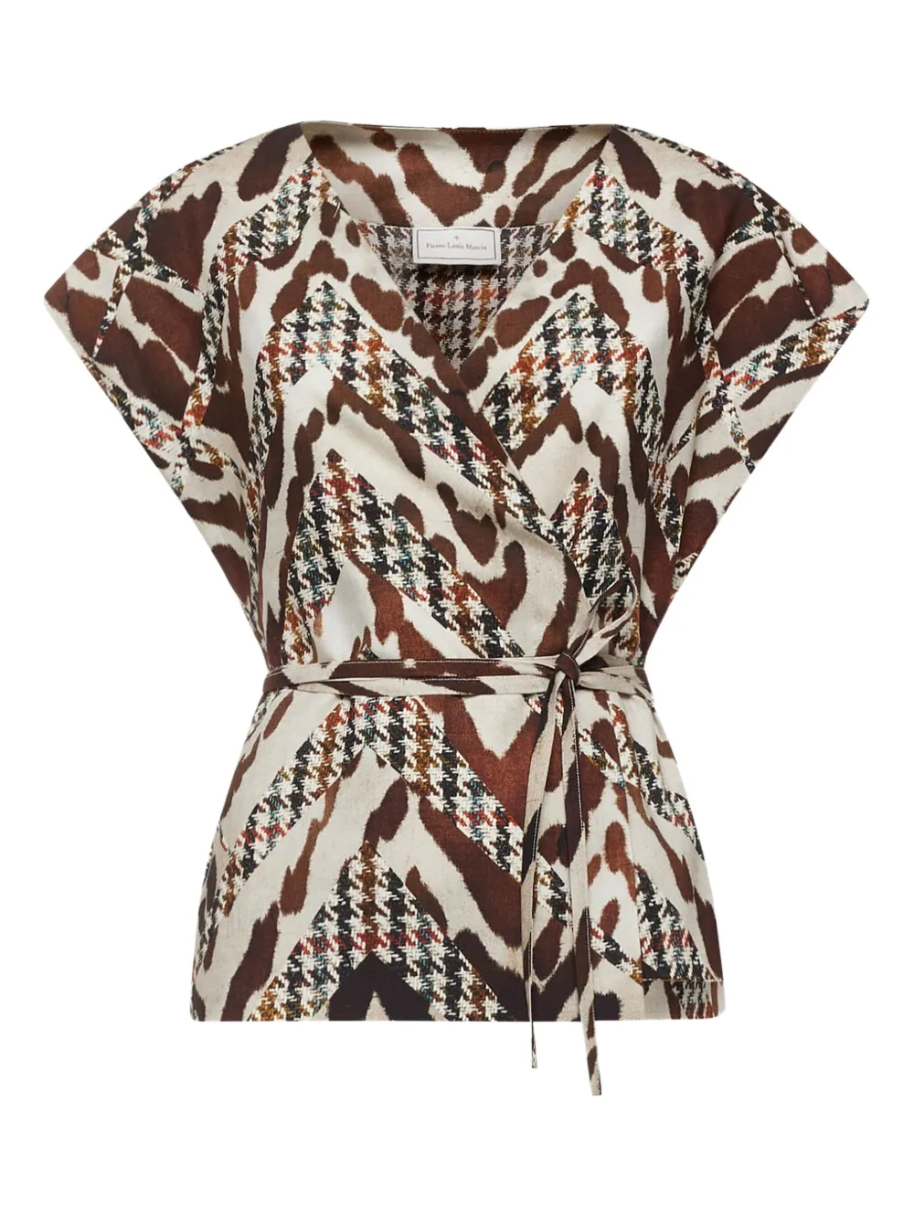 Топ-накидка с анималистичным принтом в клетку "гусиная лапка" Pierre-Louis Mascia, коричневый 
Топ-накидка с анималистичным принтом в клетку "гусиная лапка" Pierre-Louis Mascia, коричневый