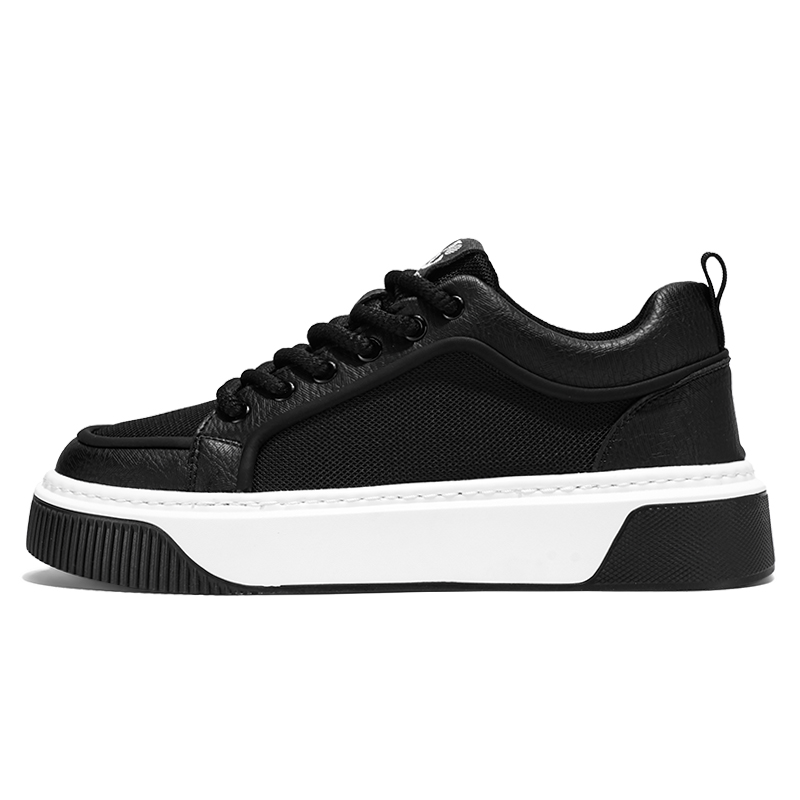 Wooden Rabbit Амортизирующие, износостойкие, дышащие, увеличивающие рост мужские лоу-топ скейтборд кроссовки черные, цвет Black 
Wooden Rabbit Амортизирующие, износостойкие, дышащие, увеличивающие рост мужские лоу-топ скейтборд кроссовки черные, цвет Black