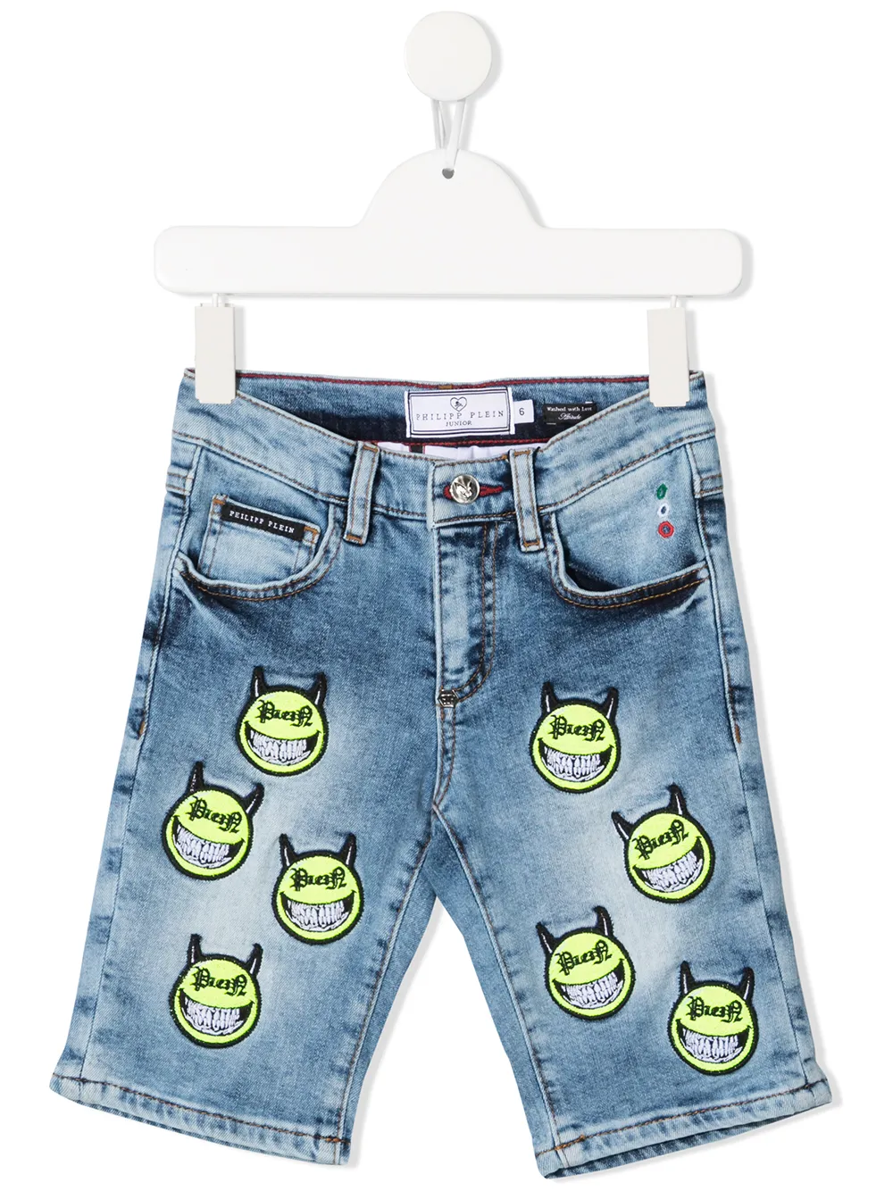 Джинсовые шорты с вышивкой Evil Smiley Philipp Plein Junior, синий
Джинсовые шорты с вышивкой Evil Smiley Philipp Plein Junior, синий