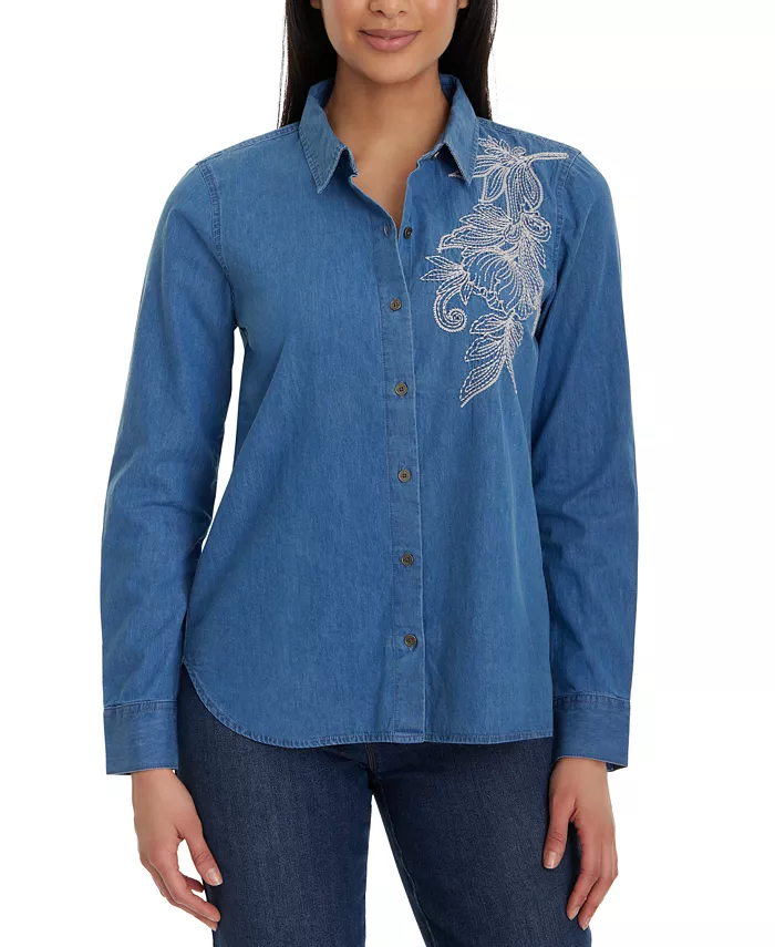 Женская рубашка из хлопка с вышивкой Laine Gloria Vanderbilt, синий
Женская рубашка из хлопка с вышивкой Laine Gloria Vanderbilt, синий