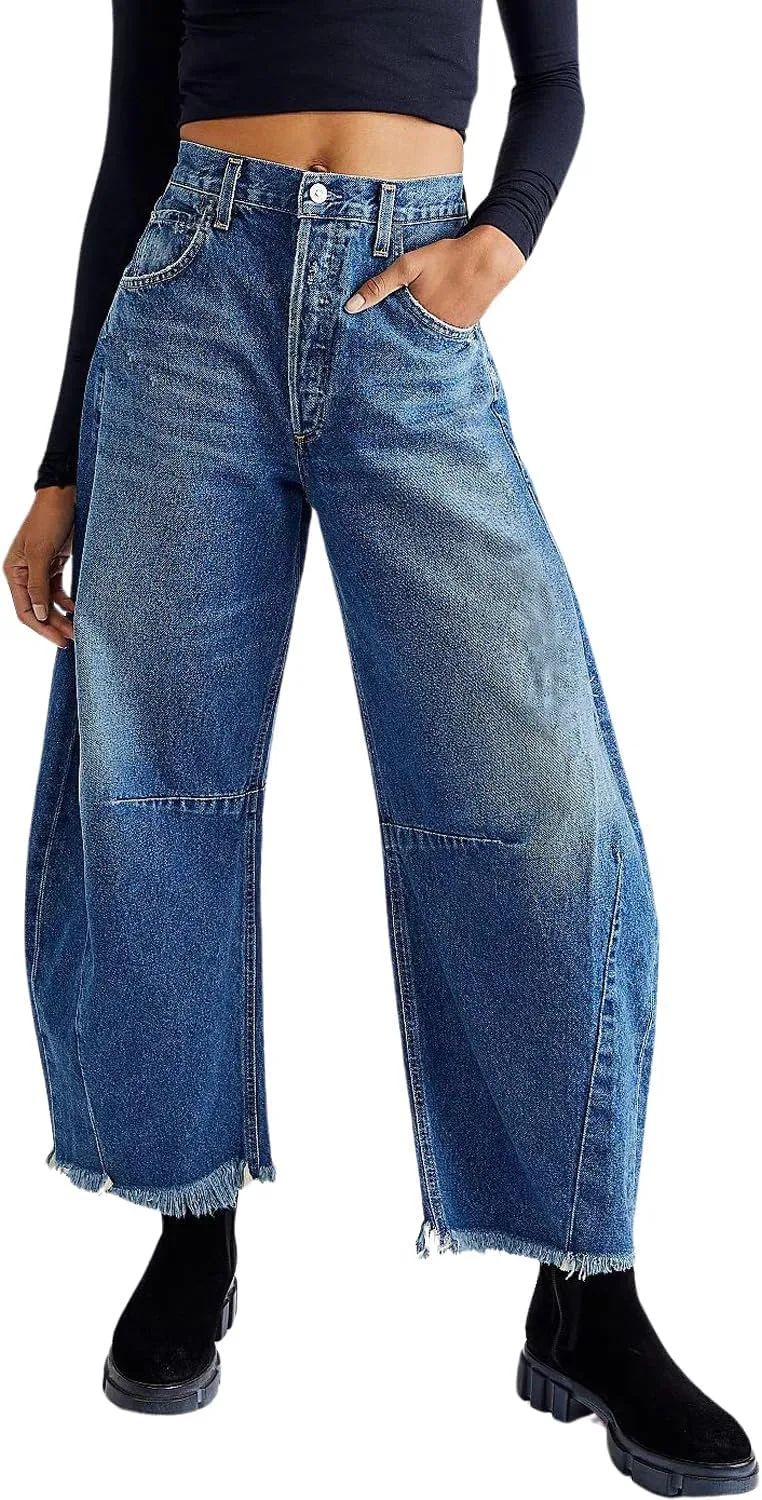 Yoeasy женские джинсы high waisted barrel с широкими штанинами и raw hem
Yoeasy женские джинсы high waisted barrel с широкими штанинами и raw hem