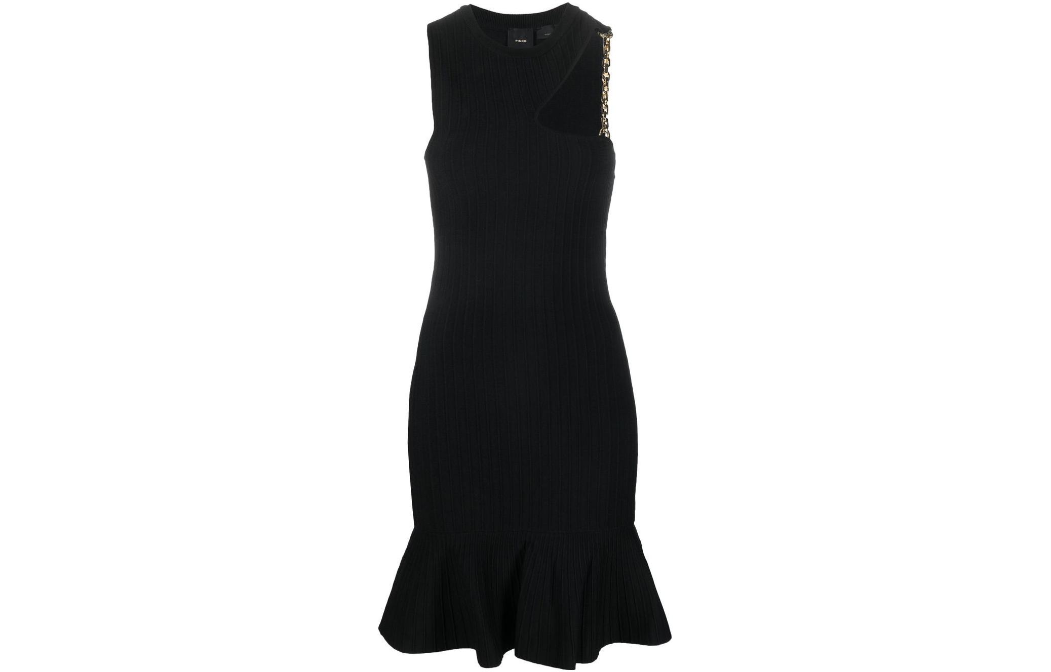 Обрезанное вязаное мини-платье PINKO, черное
Обрезанное вязаное мини-платье PINKO, черное