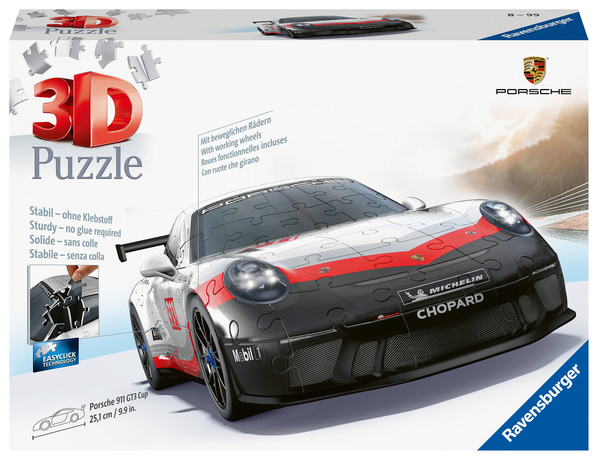 Ravensburger, 3D пазл Автомобили Porsche 911 GT3 CUP, 152 шт.
Ravensburger, 3D пазл Автомобили Porsche 911 GT3 CUP, 152 шт.
