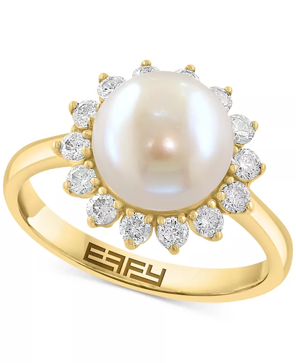 Кольцо Effy с культивированным пресноводным жемчугом (9 мм) и бриллиантом (3/8 карата) из 14-каратного желтого золота Effy Collection, gold
Кольцо Effy с культивированным пресноводным жемчугом (9 мм) и бриллиантом (3/8 карата) из 14-каратного желтого золота Effy Collection, gold