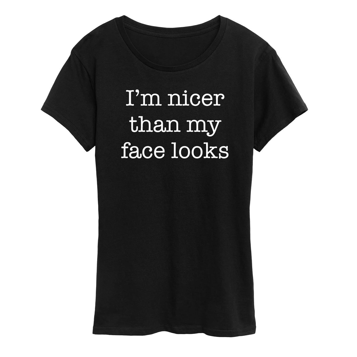 Женская футболка с рисунком «Nicer Than My Face Looks» Licensed Character
Женская футболка с рисунком «Nicer Than My Face Looks» Licensed Character