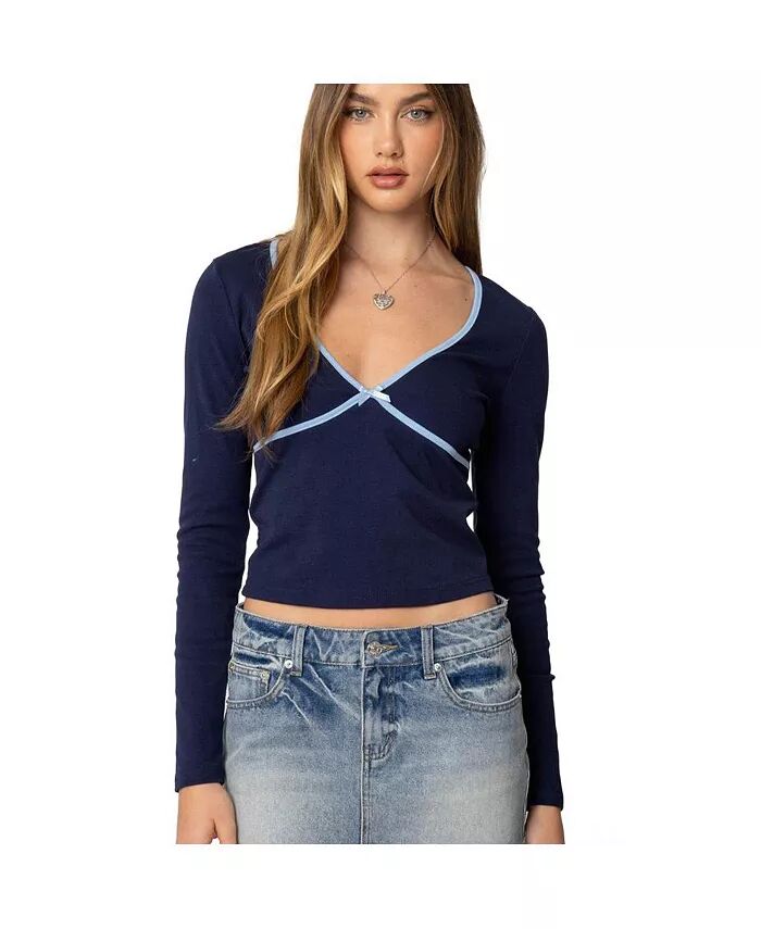 Женский контрастный топ Corie с V-образным вырезом Edikted, синий
Женский контрастный топ Corie с V-образным вырезом Edikted, синий