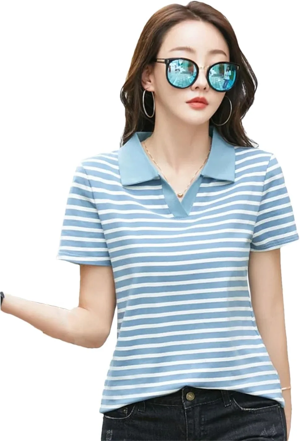 Женская вязаная полосатая поло из хлопка
Женская вязаная полосатая поло из хлопка