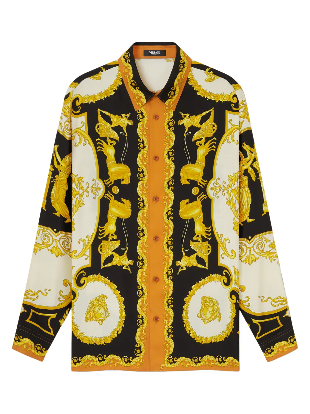 Шелковая рубашка с узором Baroque Versace, черный
Шелковая рубашка с узором Baroque Versace, черный