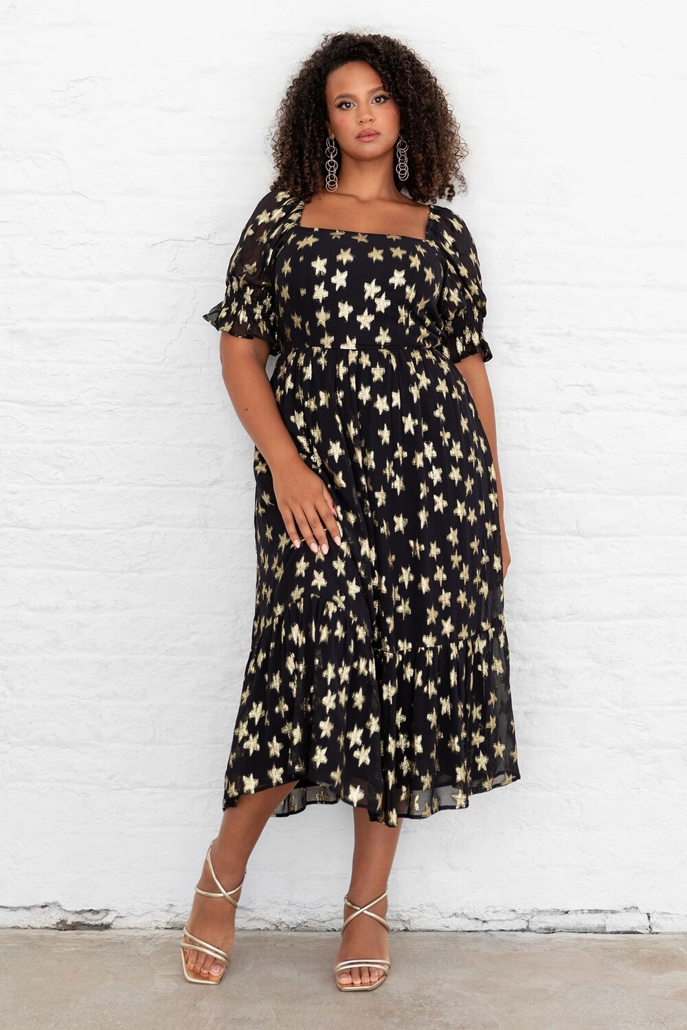 Платье миди со звездами и рукавами фонариками Lovedrobe, черный
Платье миди со звездами и рукавами фонариками Lovedrobe, черный