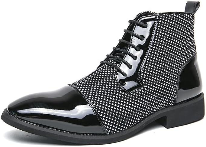 Мужские ботинки Santimon из лаковой кожи с шнуровкой, оксфорды, с принтом «Гусиная лапка», молния, праздничные твиxдо-ботинки до щиколотки, мотоциклетные, белый/черный
Мужские ботинки Santimon из лаковой кожи с шнуровкой, оксфорды, с принтом «Гусиная лапка», молния, праздничные твиxдо-ботинки до щиколотки, мотоциклетные, белый/черный