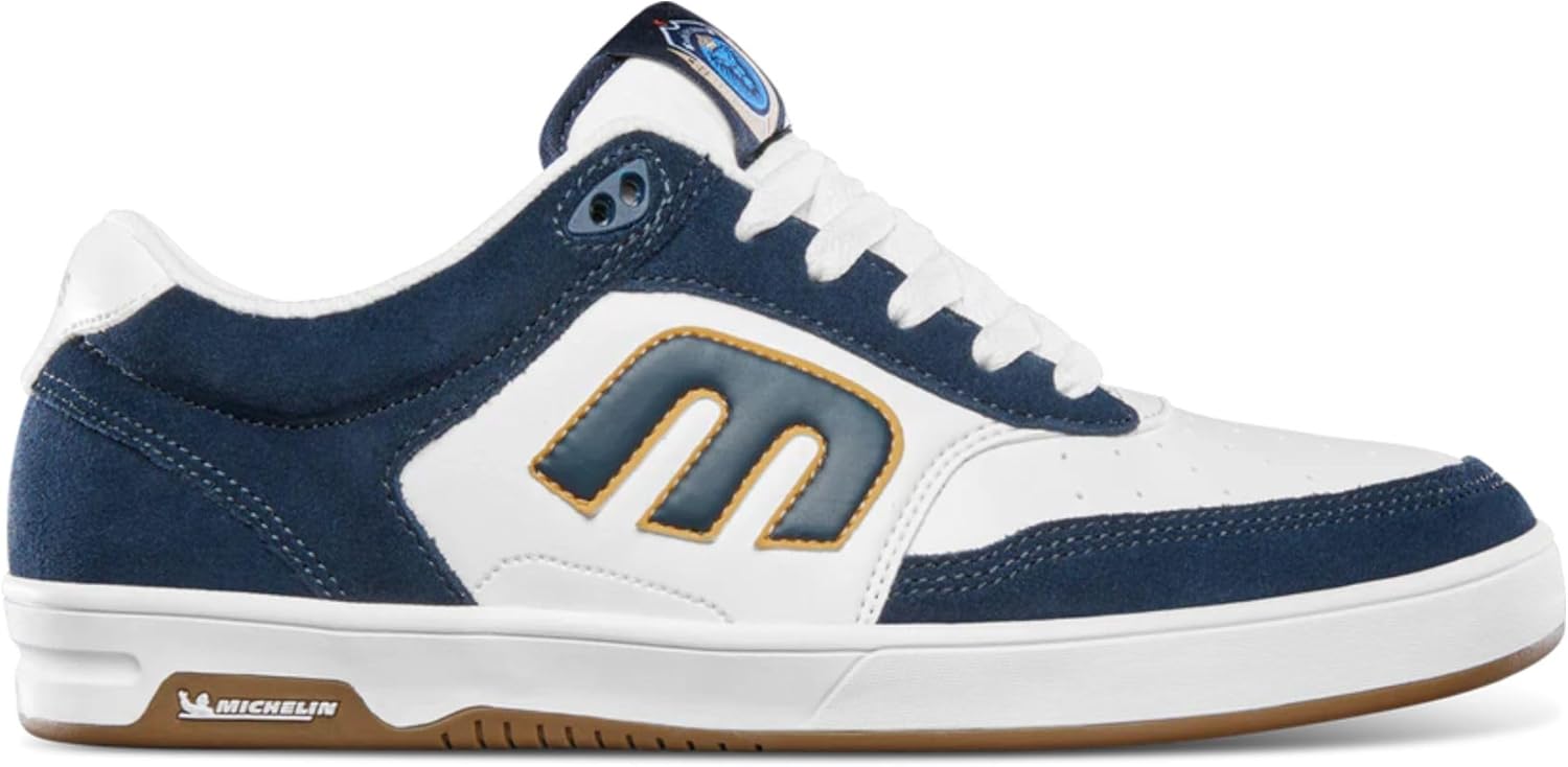 Мужские низкие скейтбордистские кроссовки Etnies The Aurelien Michelin, белый/синий/золотой/темно-синий
Мужские низкие скейтбордистские кроссовки Etnies The Aurelien Michelin, белый/синий/золотой/темно-синий