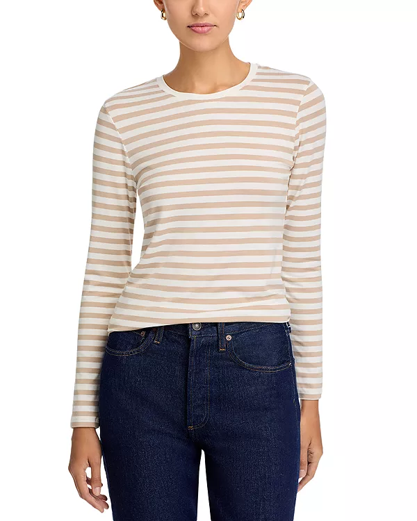 Полосатая футболка с длинными рукавами и круглым вырезом Majestic Filatures, бежевый
Полосатая футболка с длинными рукавами и круглым вырезом Majestic Filatures, бежевый