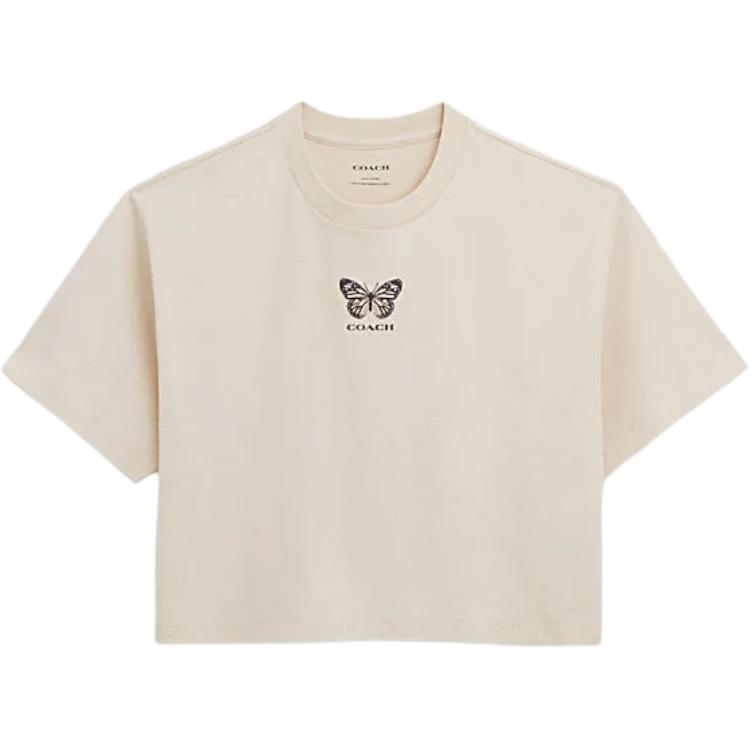 Футболка женская укороченная с коротким рукавом и круглым вырезом, принт бабочки, цвет steam COACH, Steam Color
Футболка женская укороченная с коротким рукавом и круглым вырезом, принт бабочки, цвет steam COACH, Steam Color