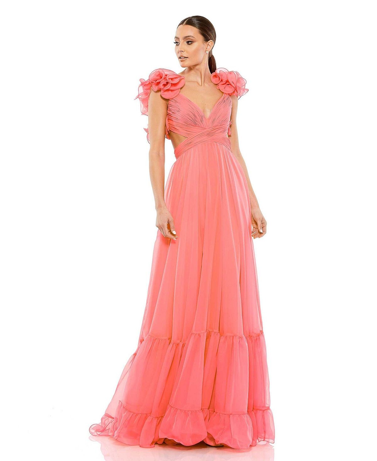 Женское многоярусное шифоновое платье с вырезами и рюшами MAC DUGGAL
Женское многоярусное шифоновое платье с вырезами и рюшами MAC DUGGAL