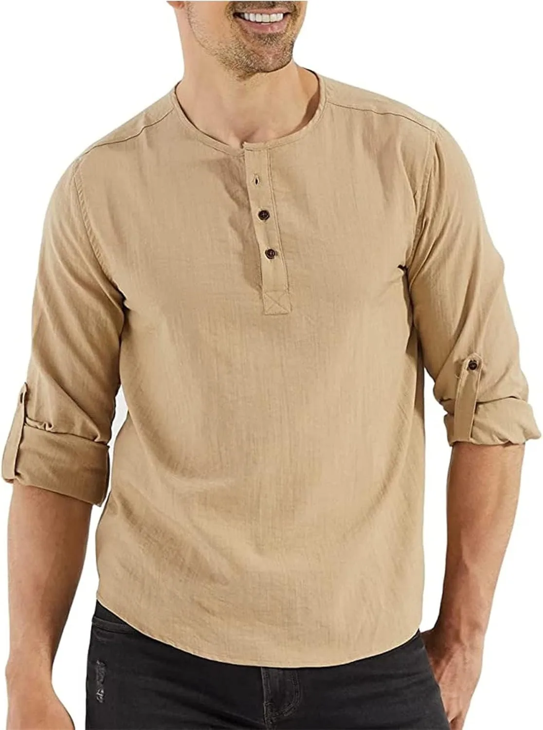 Мужская хлопковая льняная футболка с длинным рукавом и пуговицами evzosrz
Мужская хлопковая льняная футболка с длинным рукавом и пуговицами evzosrz