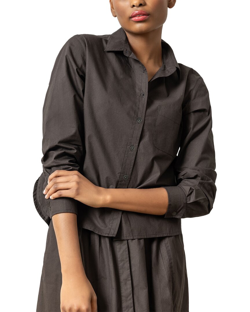 Лила П Легкая Поплиновая Рубашка на Пуговицах Lilla P, черный 
Лила П Легкая Поплиновая Рубашка на Пуговицах Lilla P, черный