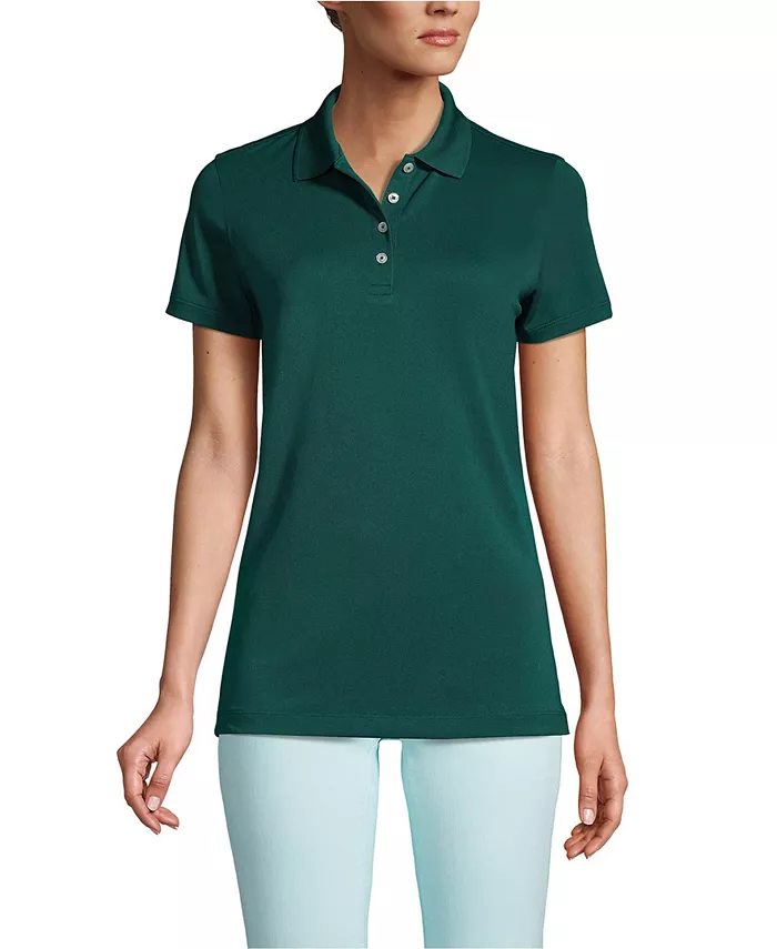 Женская рубашка-поло с коротким рукавом из полиэстера Lands' End, зеленый 
Женская рубашка-поло с коротким рукавом из полиэстера Lands' End, зеленый