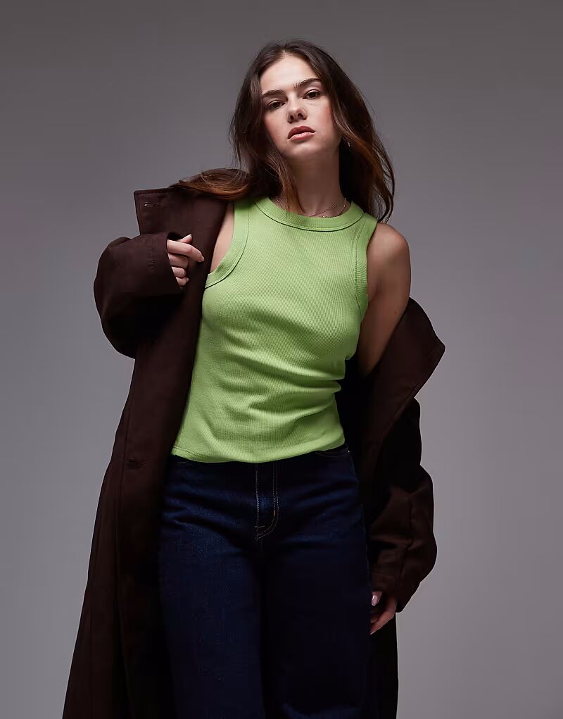 Топ Topshop цвета лайма в рубчик без рукавов со спинкой-борцовкой
Топ Topshop цвета лайма в рубчик без рукавов со спинкой-борцовкой