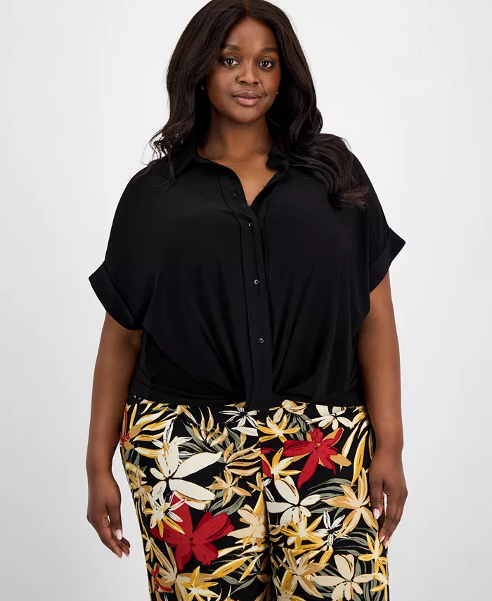 Рубашка больших размеров с манжетами и закрученным краем Anne Klein, черный
Рубашка больших размеров с манжетами и закрученным краем Anne Klein, черный