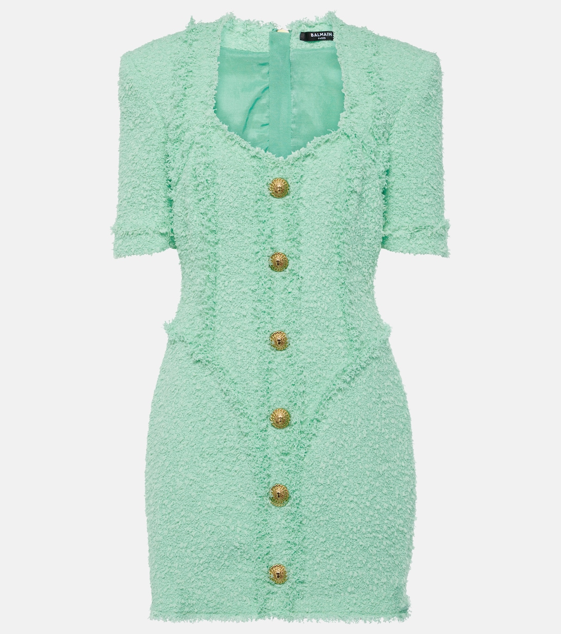 Мини-платье из твида с декором Balmain, Menthe 
Мини-платье из твида с декором Balmain, Menthe