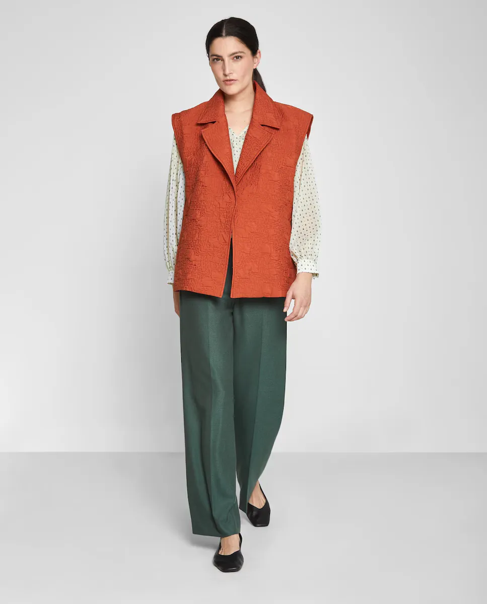 Женский жилет с отворотом и воротником без карманов Trucco, оранжевый 
Женский жилет с отворотом и воротником без карманов Trucco, оранжевый