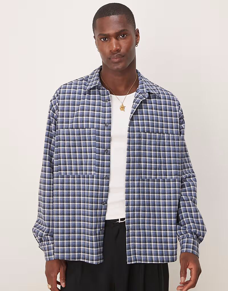 Рубашка свободного кроя из фланели ASOS DESIGN в синюю клетку
Рубашка свободного кроя из фланели ASOS DESIGN в синюю клетку