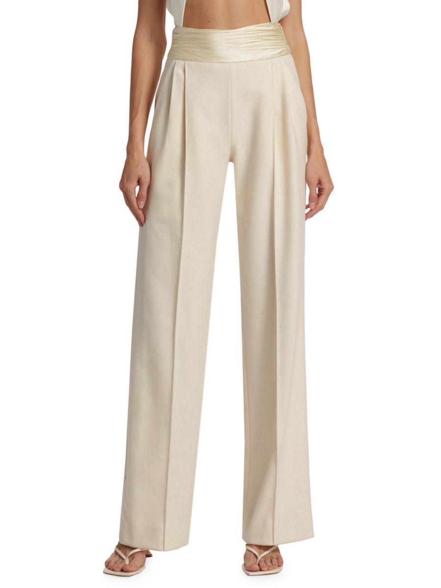 Шифоновые плиссированные брюки LaQuan Smith, слоновая кость
Шифоновые плиссированные брюки LaQuan Smith, слоновая кость